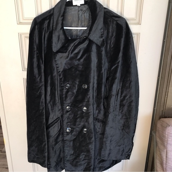 Velvety Blk Double Breasted Car Coat New Republic NY lined - Picture 1 of 10